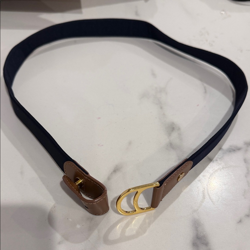 Ralph Lauren  Navy and Tan Belt with Gold Buckle